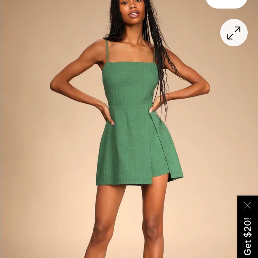 Lulu's All About Us Green Tie-Back Cutout Skort Romper